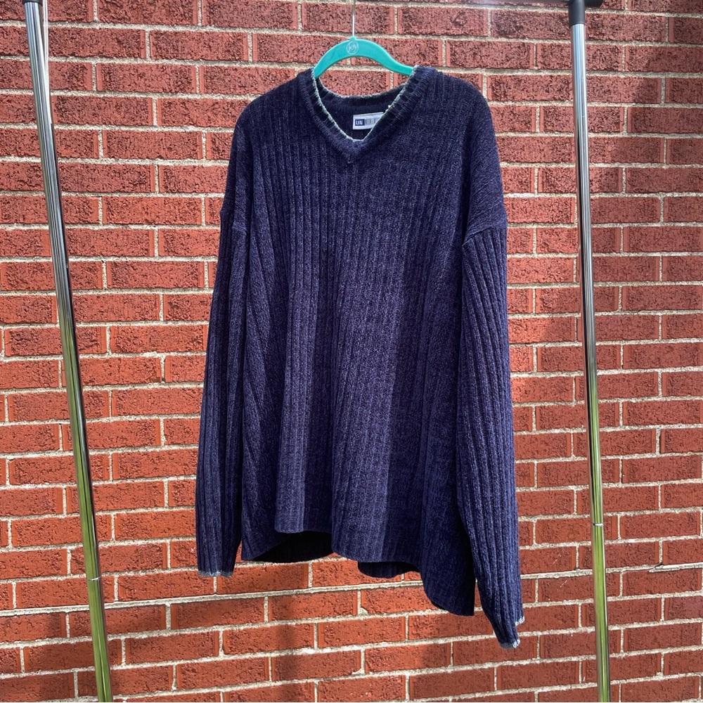 Men's Navy V-Neck Sweater Untied Big and Tall 3xL